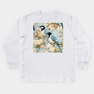 North American Birds - Magpie Kids Long Sleeve T-Shirt